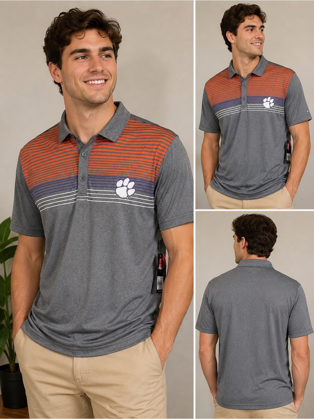 Clemson Tigers polo shirt by Colosseum Athletics. Men’s size Large.